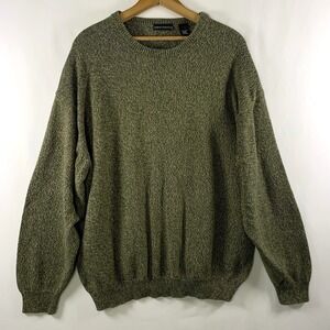 Mens 100% Cotton Marl Knit Crewneck Sweater XXL Green Granola Outdoor Heritage